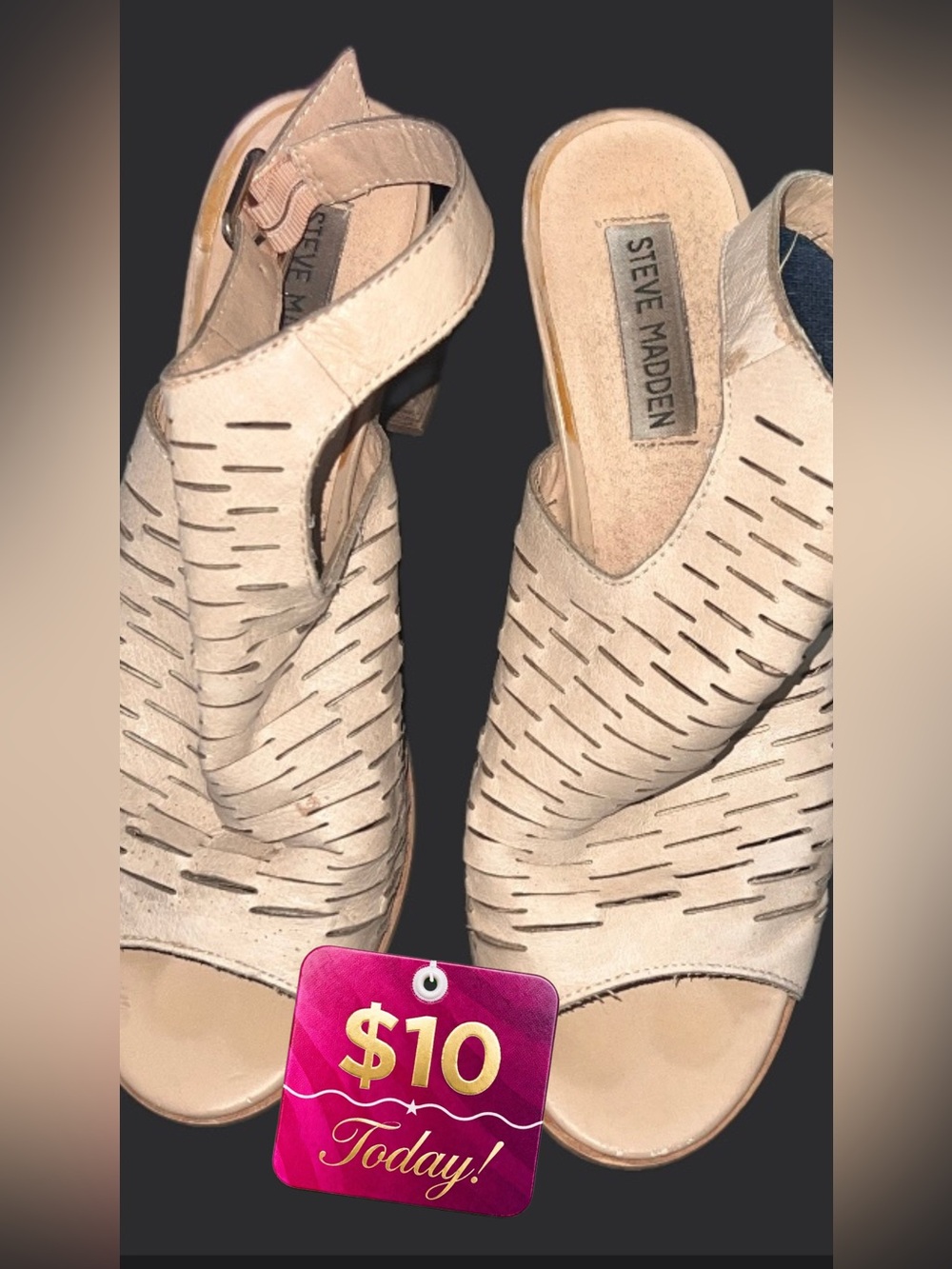 🍍Steve Madden  Block Heel Slingback Sandals Comfort Shoe  size 8